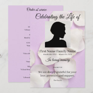 Invitation Pétales de rose fleur violette ordre de service