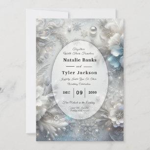 Invitation Pétales enneigés en fleurs gelées de mariage