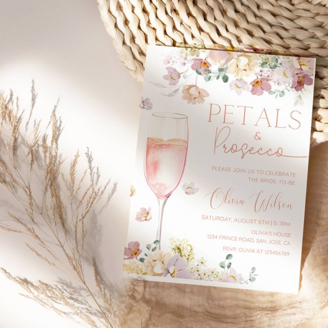 Invitation Pétales et Fête des mariées de Prosecco - Champagn (Créateur téléchargé)