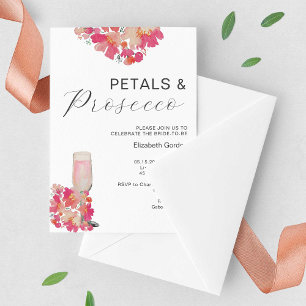 Invitation Pétales et parquet Fête des mariées Floral rose ch