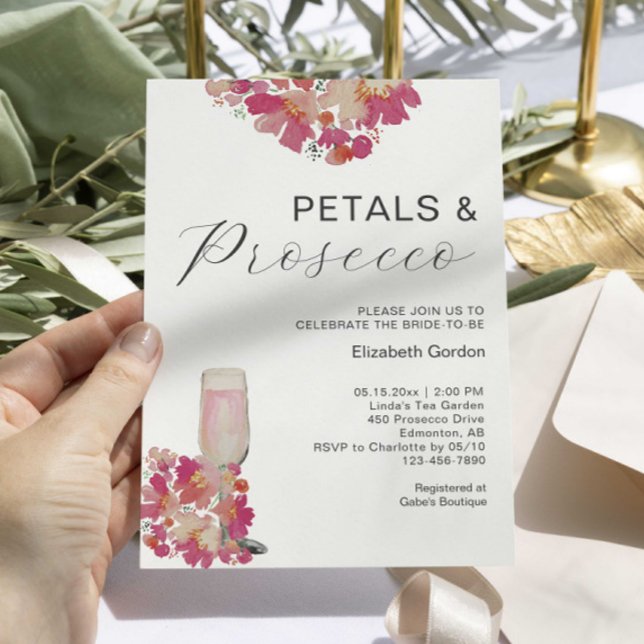 Invitation Pétales et parquet Fête des mariées Floral rose ch (Créateur téléchargé)