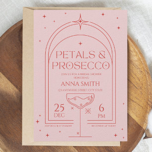 Invitation Pétales et parquet Fête des mariées rouge rose rét