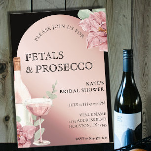 Invitation Pétales et Pourvue Fête des mariées Noir et Rose O