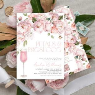 Invitation Pétales et Procuco QR Code Fête des mariées rose
