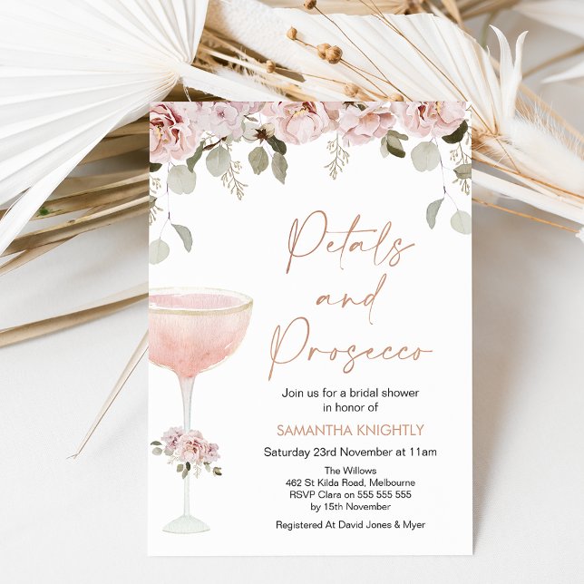 Invitation Pétales et Prosecco Blush Floral Fête des mariées  (Créateur téléchargé)