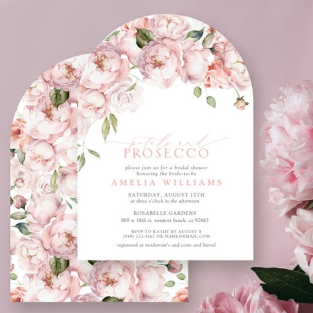 Invitation Pétales et Prosecco Fête des mariées florale rose (Créateur téléchargé)