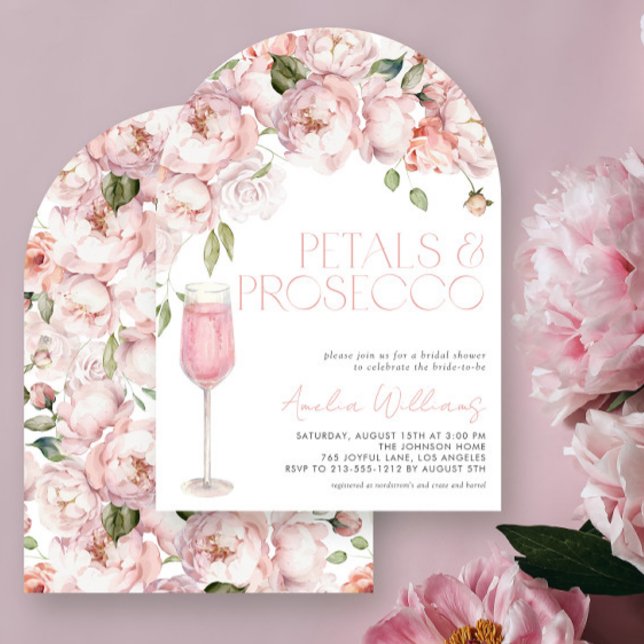 Invitation Pétales et Prosecco Fête des mariées florale rose  (Créateur téléchargé)