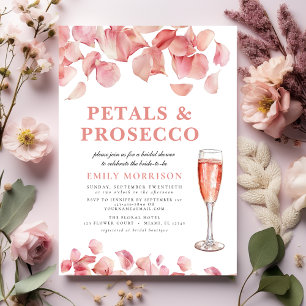 Invitation Pétales et Prosecco Fête des mariées florale rose 