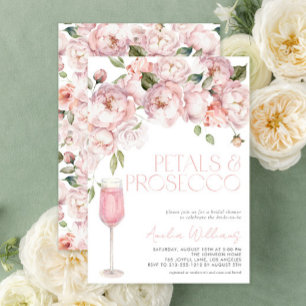 Invitation Pétales et Prosecco Fête des mariées florale rose 