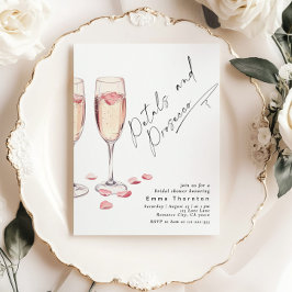 Invitation Pétales et Prosecco minima Fête des mariées modern