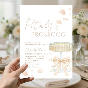 Invitation Pétales et Prosecco Nœud en Ivoire pour Enterremen