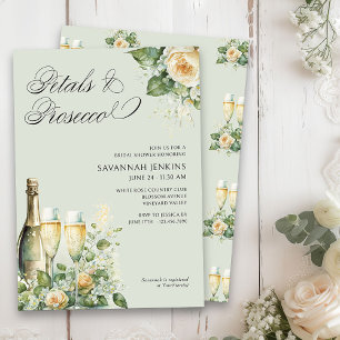 Invitation Pétales et Roses pêche Prosecco pour Enterrement d