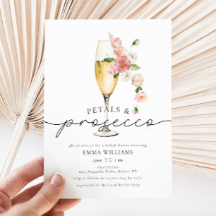 Invitation Pétales Fleurs sauvages roses et Fête des mariées 