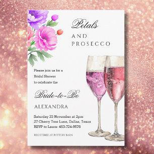 Invitation Pétales Florales Roses et Brunch Mariage au Prosec