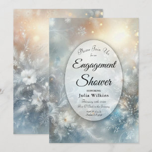 Invitation Pétales Gelés dans une Brume d'Hiver Dorée Engagem