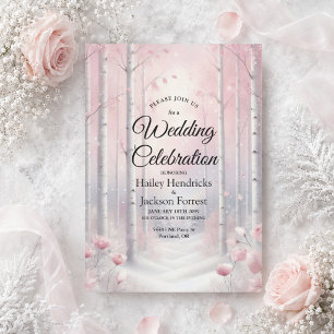 Invitation Pétales givrés dans un mariage en forêt hivernale
