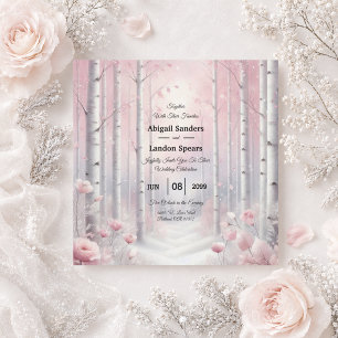 Invitation Pétales givrés dans un mariage en forêt hivernale