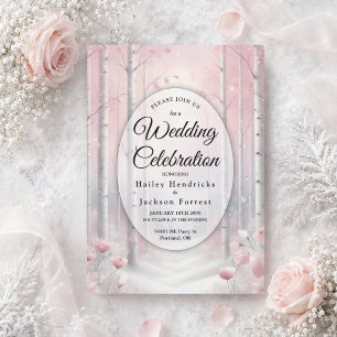 Invitation Pétales givrés dans un mariage forestier hivernal
