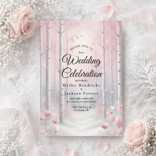 Invitation Pétales givrés dans un mariage forestier hivernal