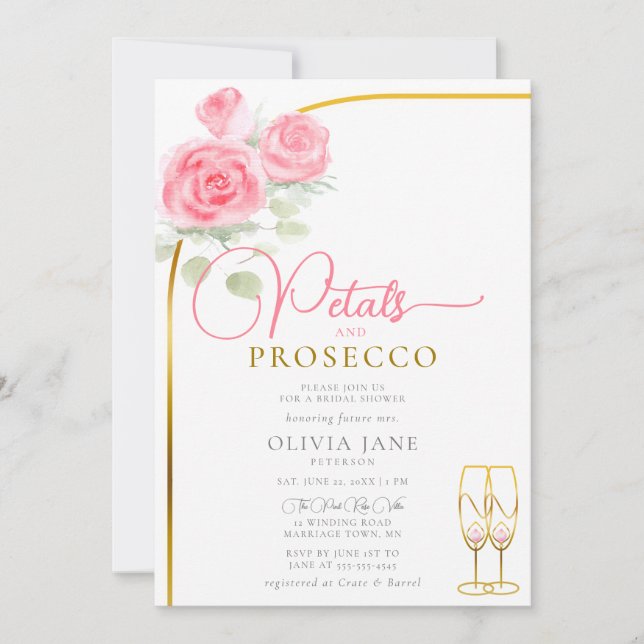 Invitation Pétales Poursuivre Roses Boho Arch Fête des mariée (Devant)