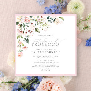 Invitation Pétales & Prosecco Elegant Rose Floral Douche