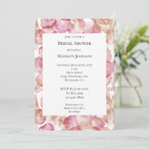 Invitation Pétales rose romantique Fête des mariées florale