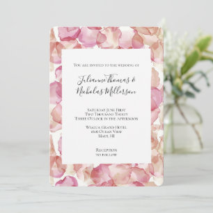Invitation Pétales rose romantique Mariage floral