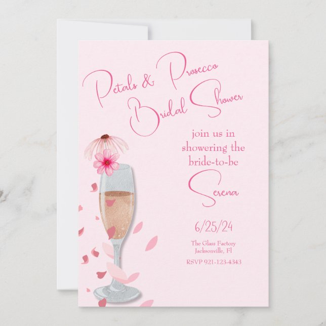 Invitation Pétales roses et Fête des mariées du ministère pub (Devant)