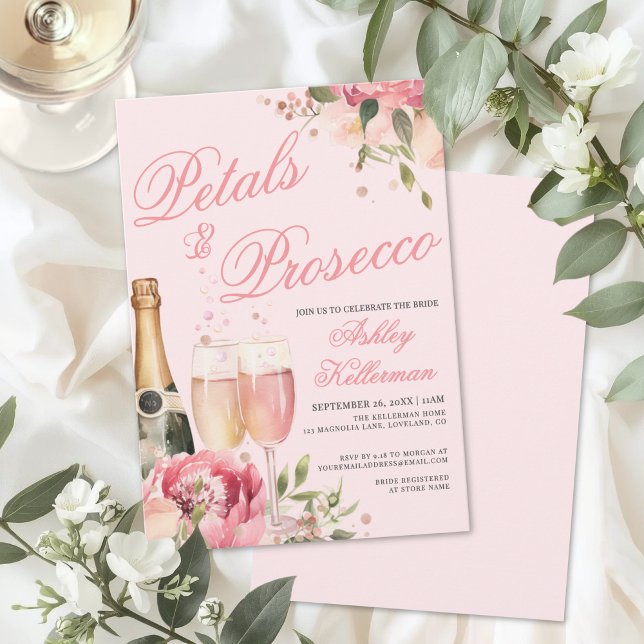 Invitation Petals And Prosecco Bridal Shower (Petals And Prosecco Bridal Shower Invitation)