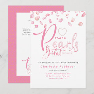 Invitation PETAUX ET PERLES Fête des mariées Chic Glam rose