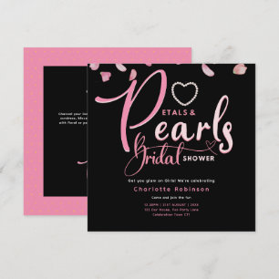 Invitation PETAUX ET PERLES Fête des mariées rose noir chic