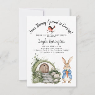 Invitation Peter Rabbit Boy Baby shower Forest Burrow Garden