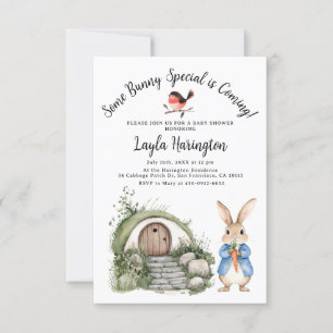 Invitation Peter Rabbit Boy Baby shower Forest Burrow Garden