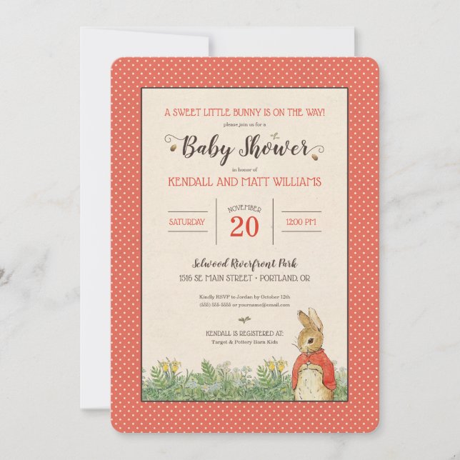 Invitation Peter Rabbit - Flopsy | Baby shower fille (Devant)