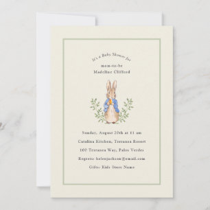 Invitation Peter Rabbit Sage Green Baby shower Vintage