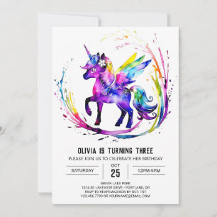 Invitation Petit adorable Unicorn numérique Anniversaire