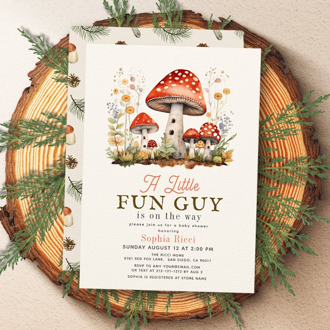 Invitation Petit Amusant Guy Mushroom Baby shower garçon (Créateur téléchargé)