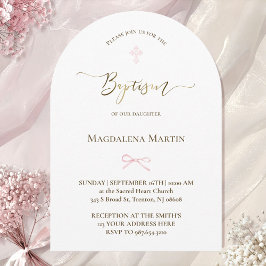 Invitation petit arc rose | Baptême