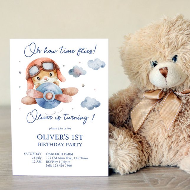 Invitation Petit avion pilote temps volée anniversaire (Créateur téléchargé)