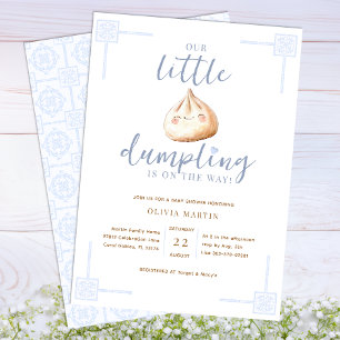 Invitation Petit Baby shower à l'aquarelle bleu Dumpling