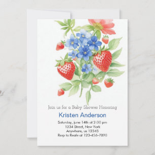 Invitation Petit Baby shower Bleu d'aquarelle Bleu Berry