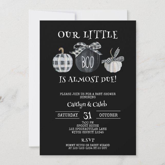 Invitation Petit Baby shower Boo, Douche Halloween (Devant)