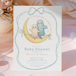 Invitation Petit Baby shower Boo Ghost Couple