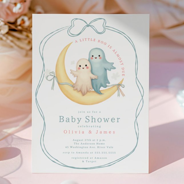 Invitation Petit Baby shower Boo Ghost Couple (Créateur téléchargé)