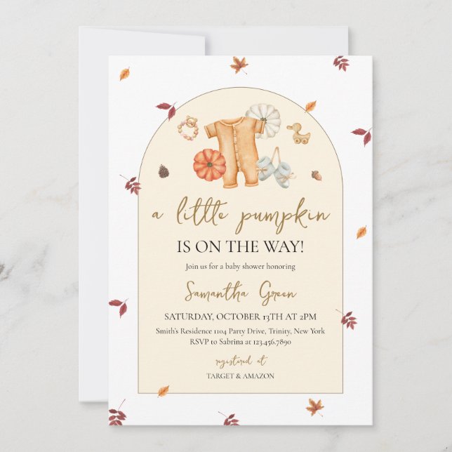Invitation Petit Baby shower Citrouille (Devant)