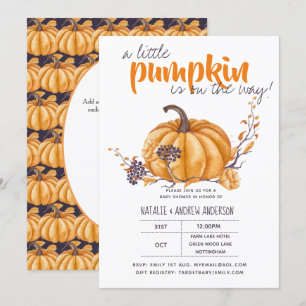 Invitation Petit Baby shower Citrouille Automne Halloween Org