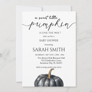 Invitation Petit Baby shower Citrouille bleu doux