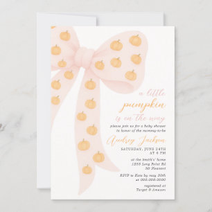 Invitation Petit Baby shower Citrouille Coquette Rose Bow
