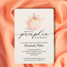 Petit Baby shower Citrouille de Bow rose
