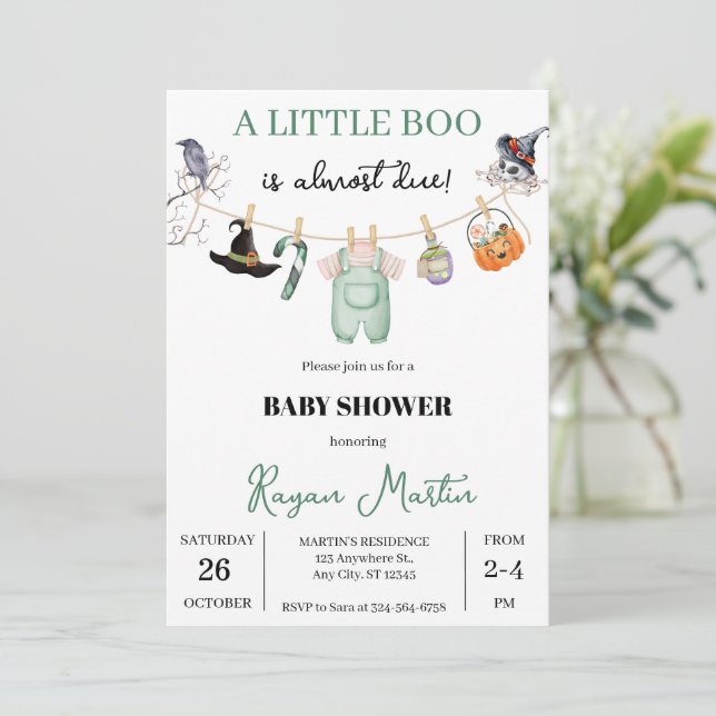 Invitation Petit Baby shower Citrouille Pour Garçon (Debout devant)